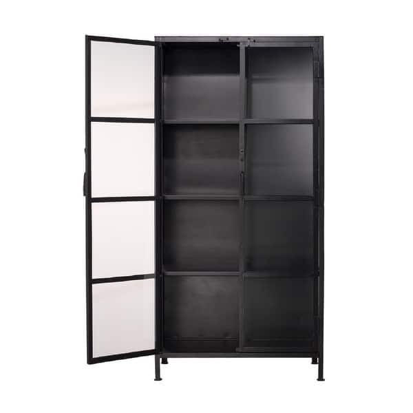 Shop 69 Black Metal And Glass Union Tall Curio Cabinet Overstock 30750818