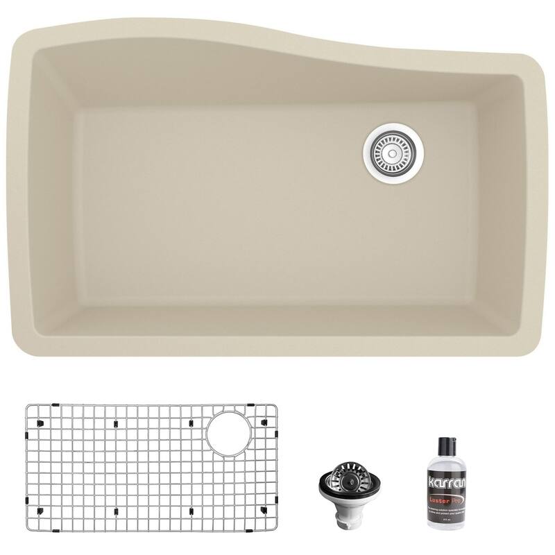 Karran USA QU-722-PK1 Quartz QU 33-1/2" Undermount Single Basin Quartz