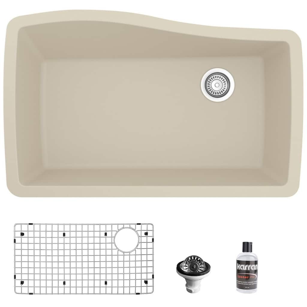 Karran USA QU-722-PK1 Quartz QU 33-1/2" Undermount Single Basin Quartz