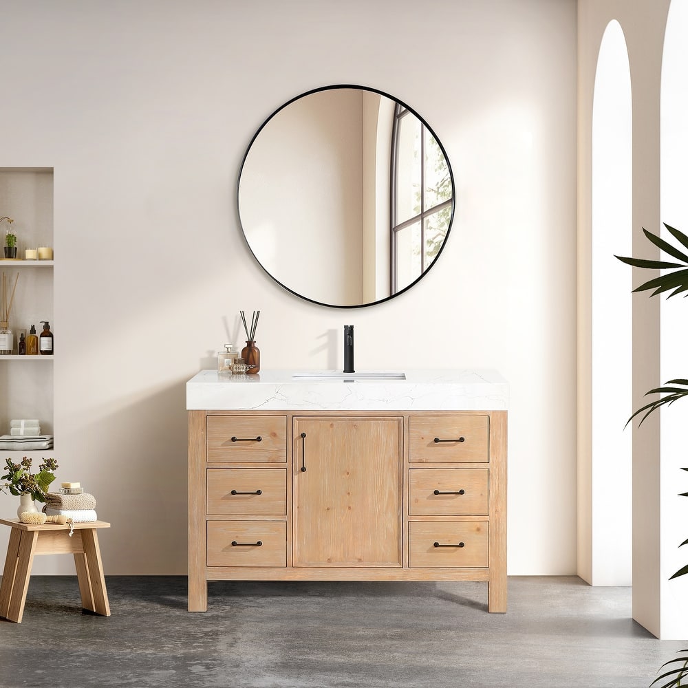 Leon 48 in. Single Bathroom Vanity with Composite Stone Top