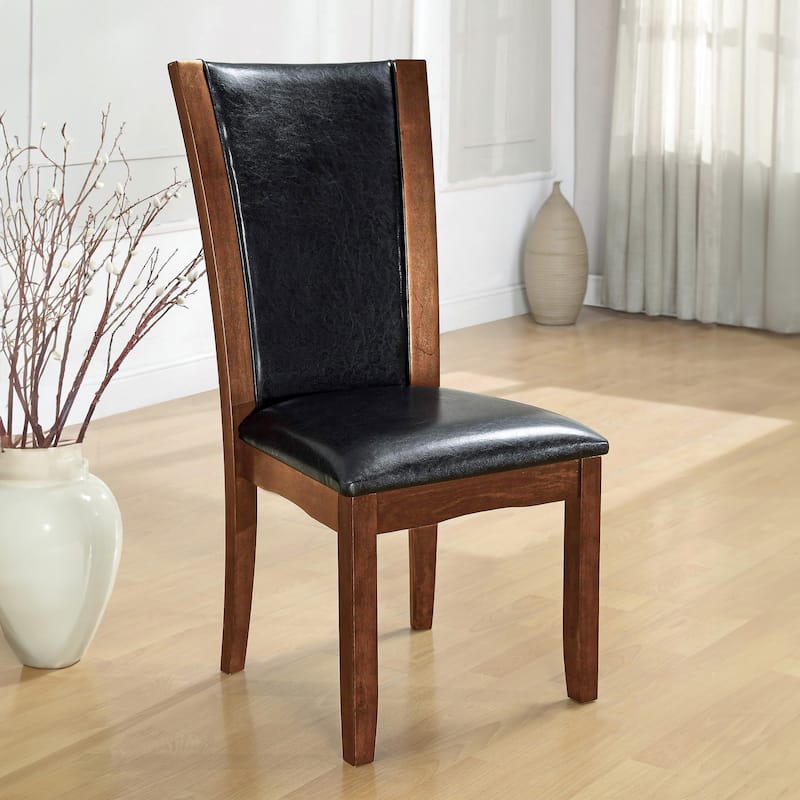 Row Contemporary Faux Leather Upholstered Dining Chairs by Furniture of America (Set of 2) - Black