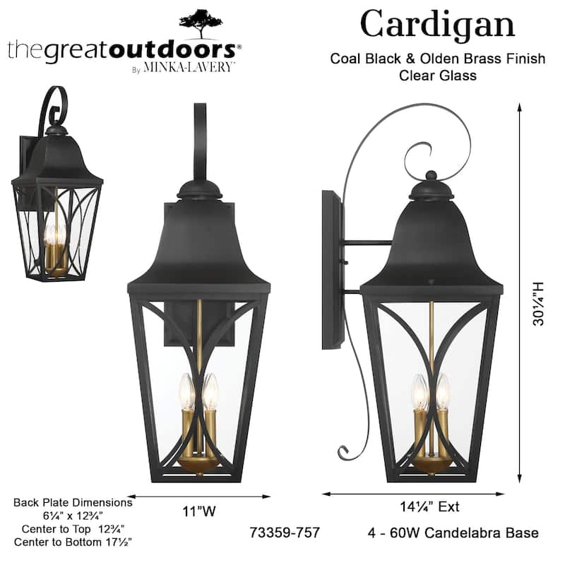 The Great Outdoors 73359 Cardigan 4 Light 30" Tall Outdoor Wall Sconce