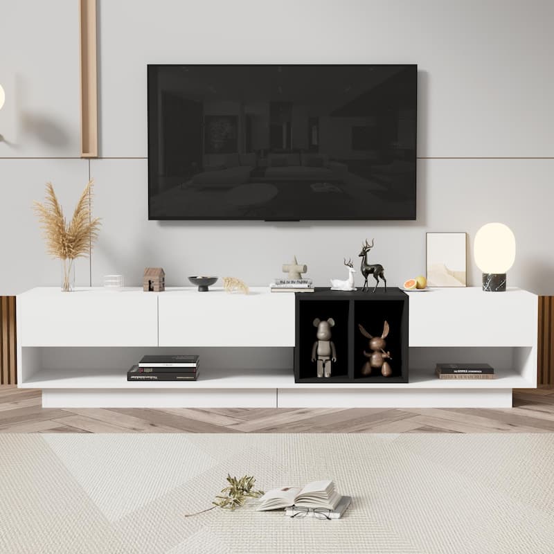 TV Stand with Storage Solution,Two-tone Media Console for TVs Up to 80'',Functional TV Cabinet with Versatile Compartment