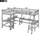 preview thumbnail 15 of 21, Wood Twin Size L-Shaped Loft Bed with Ladder and 2 Built-in L-Shaped Desks