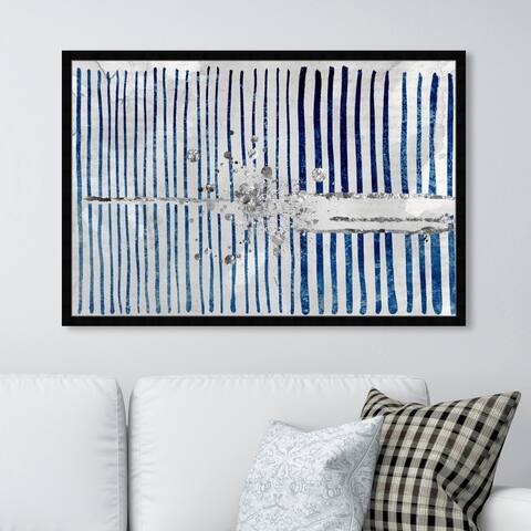 Oliver Gal 'Love Force Field Platinum' Abstract Framed Wall Art Prints Patterns - Blue, Gray