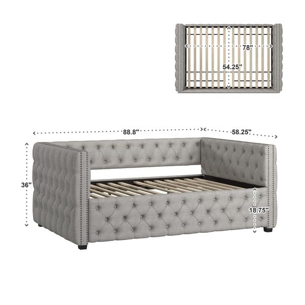Knightsbridge Full Tufted Linen Daybed by iNSPIRE Q Artisan Bed Bath