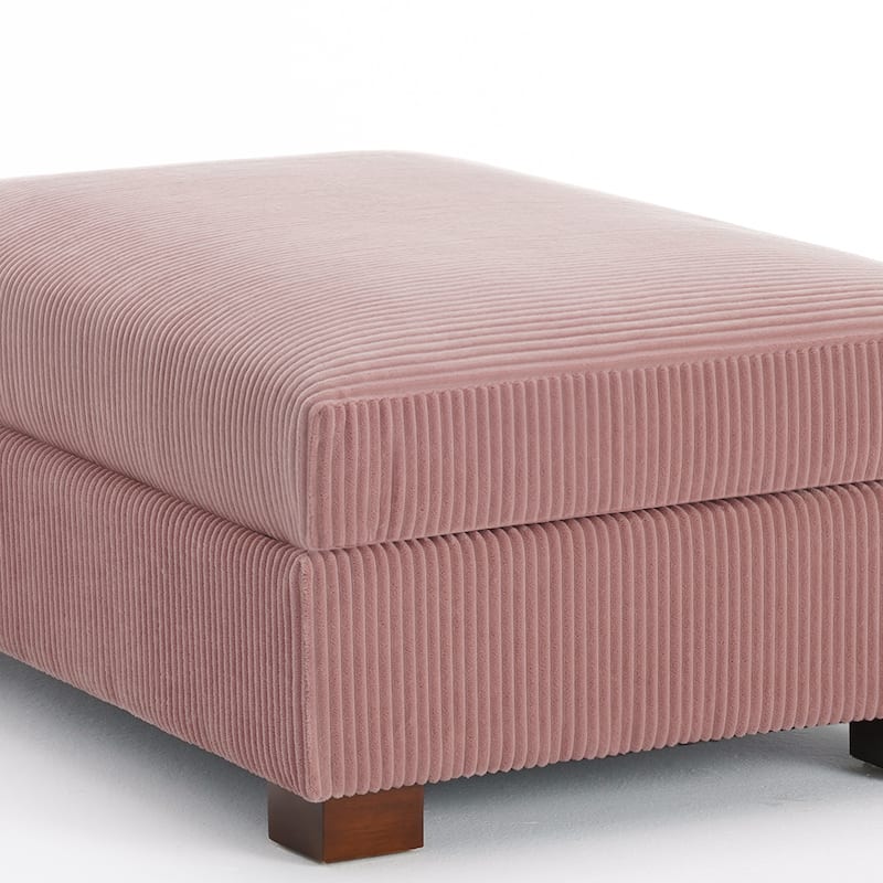 Modern Rectangle Oversized Stripe Corduroy Ottoman