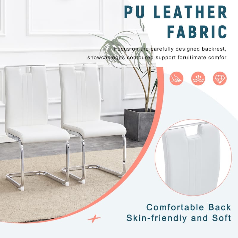 Set Of 4 Pu Material Bow-Shaped Chairs