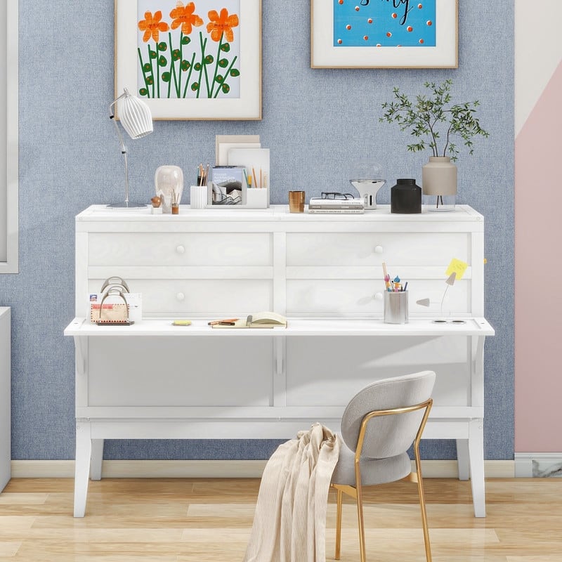Queen Size Murphy Bed with Built-In Charging Station and a Shelf