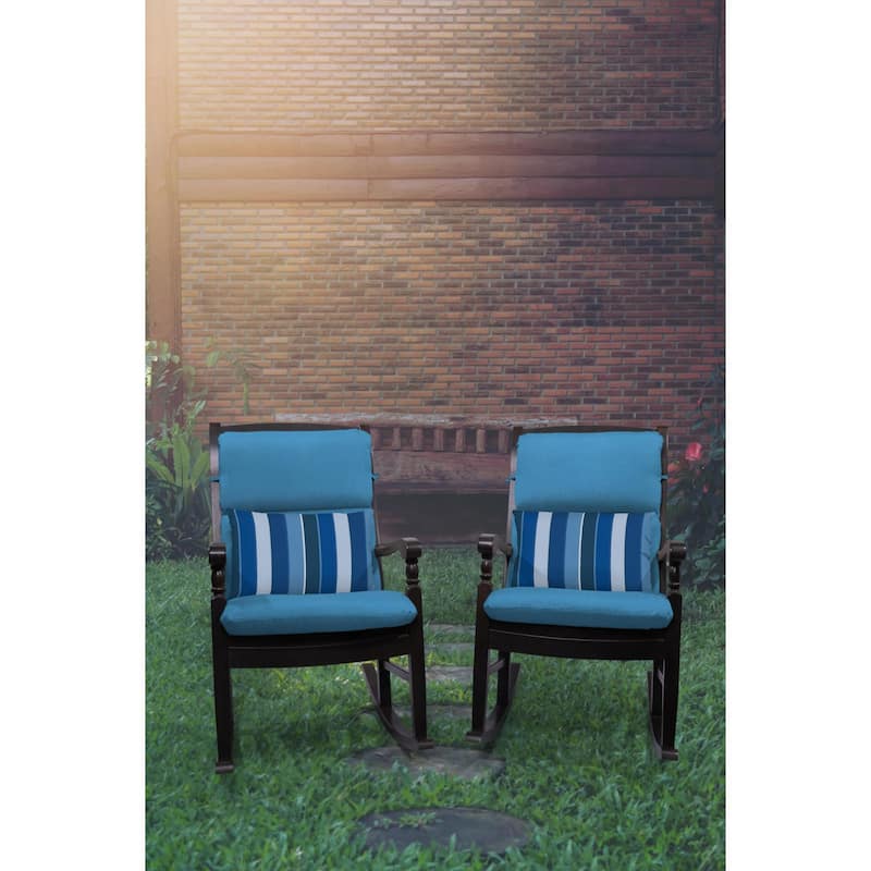 Sunbrella Stripe Sunbrella Fabric 1 Piece Indoor/Outdoor Two Ply High Back/Recliner Cushion, 22"W x 46"L - 22"W x 46"L