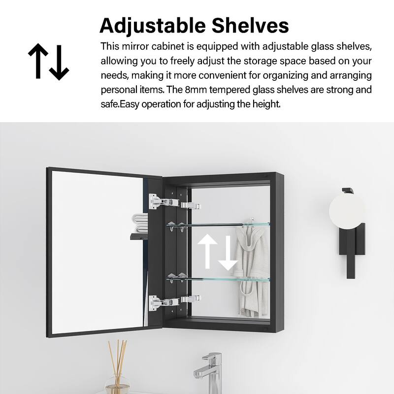 Rectangular Aluminum Medicine Cabinet with Mirror