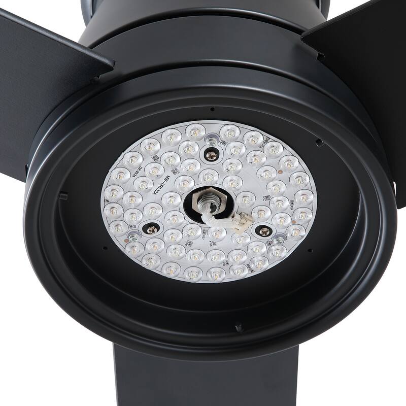 YUHAO AeroLite 48 in. Indoor White Low Profile Standard Ceiling Fan with Bright White Integrated LED Light Kit, Remote Included