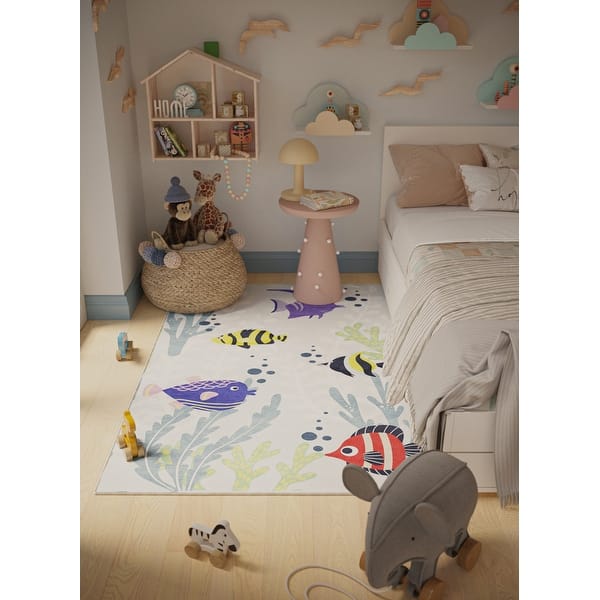 slide 2 of 4, Ginza Six Washable Aquarium Symphony Kids Rug