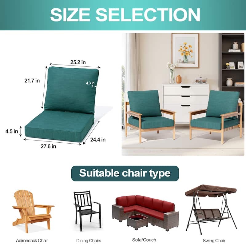 27.6'' x 24.4'' x 4.5'' Outdoor Indoor Patio Seat Cushions Set (Seat & Back)