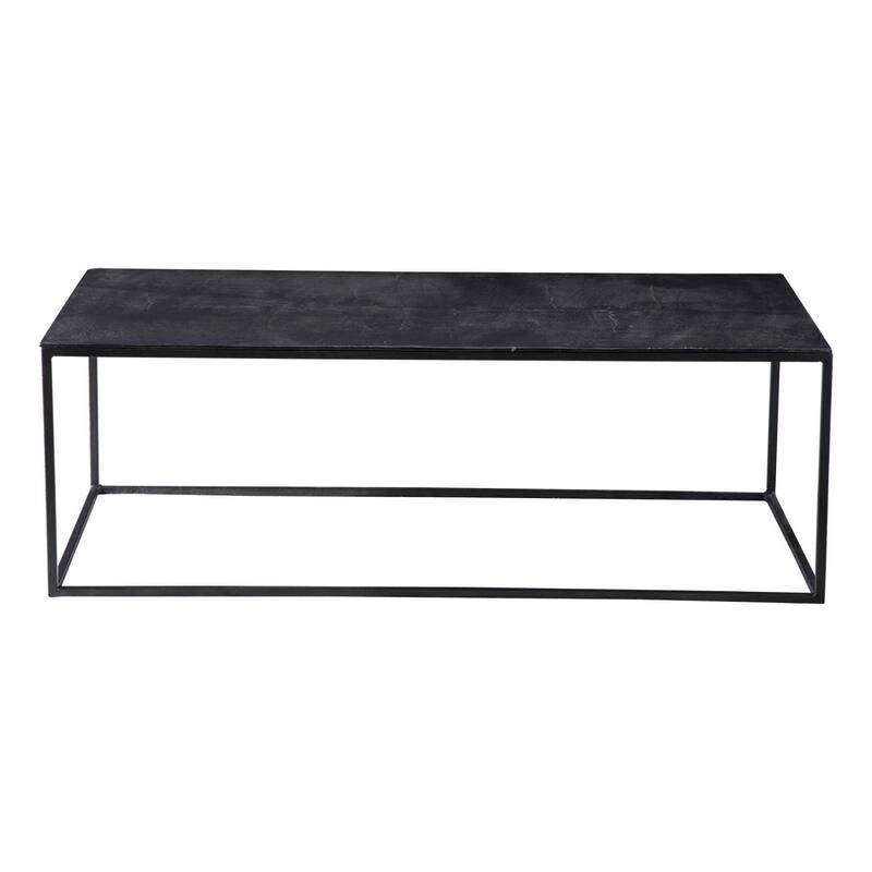 Uttermost Coreene 48" Wide Industrial Style Aluminum Slab Top Cocktail - Aged Black / Antique Bronze