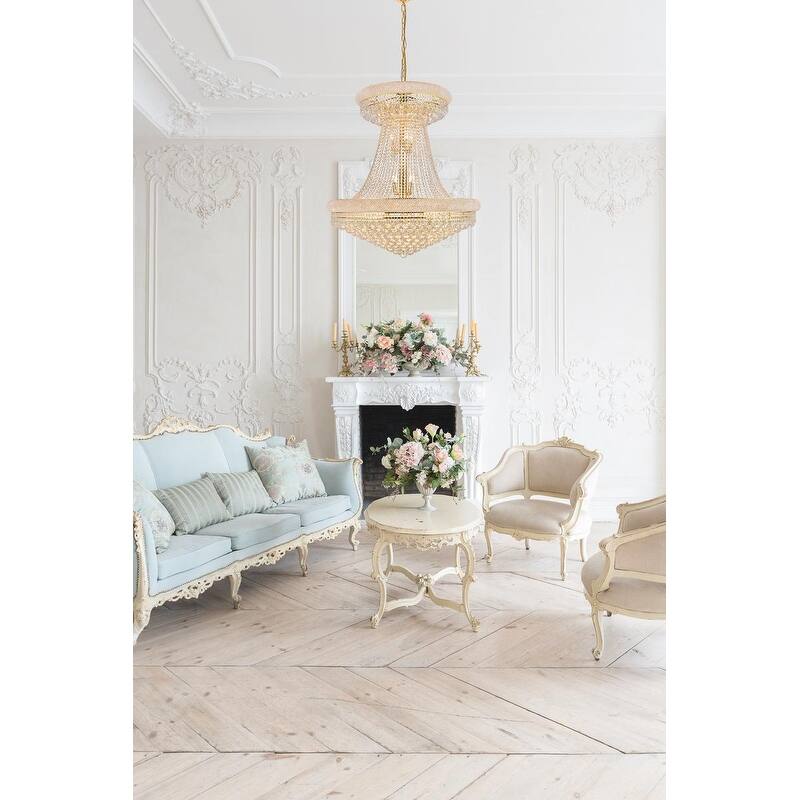 Elegant Lighting Gold Royal-cut 36-inch Crystal Clear Large Hanging Chandelier