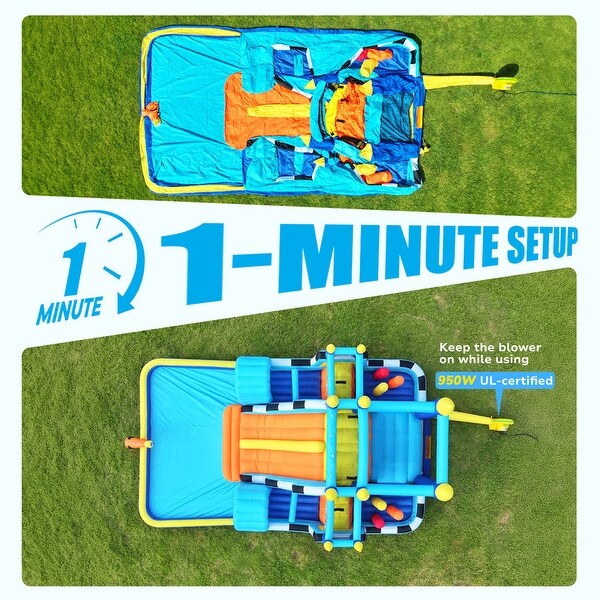 19.4ft x 11.5ft x 7.7ft Inflatable Bounce House Double Water Slide