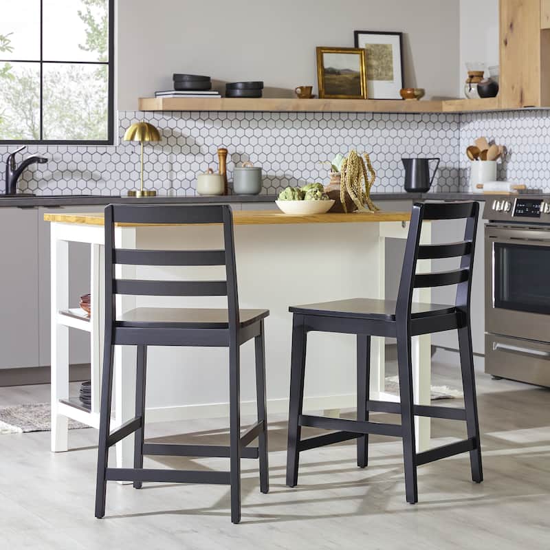 Middlebrook Designs Solid Wood Ladder Back Counter Stool (Set of 2)