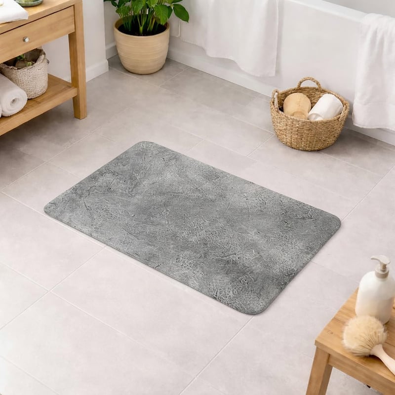 Decorative Bath Mat 24x18 Ultra Absorbent Quick Dry Rug - Urban Concrete