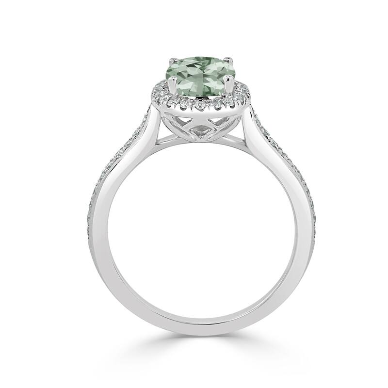 Auriya 1 1/8ct Fancy Oval Green Amethyst Halo Diamond Engagement Ring 1/4ctw 14k Gold