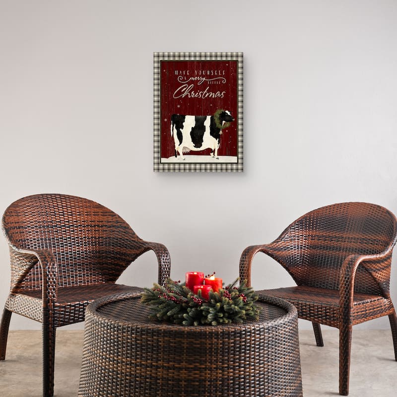 Christmas Farm Cow Canvas Art Print