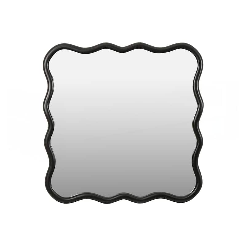 Solid Wood Wavy Square Mirror