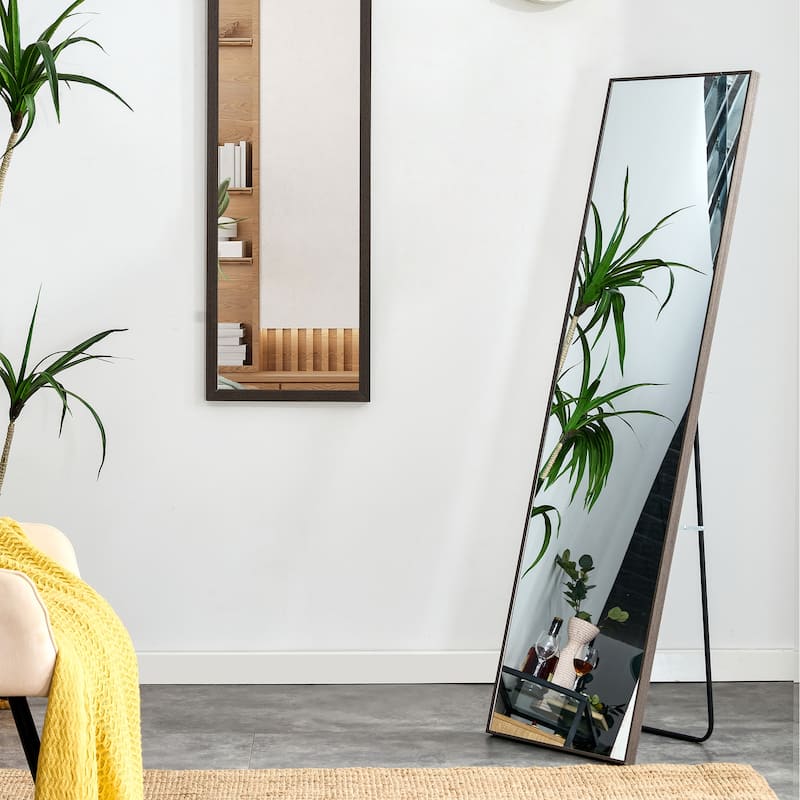 Solid Wood Frame Full Length Mirror,Dressing Mirror,Bedroom Porch,Floor Mounted Large Mirror,Wall Mounted,58 "* 15"