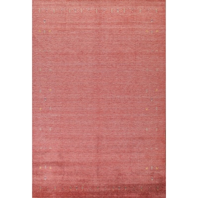 Pink Gabbeh Oriental Area Rug Hand-Knotted Wool Carpet - 8'8"x 11'8"