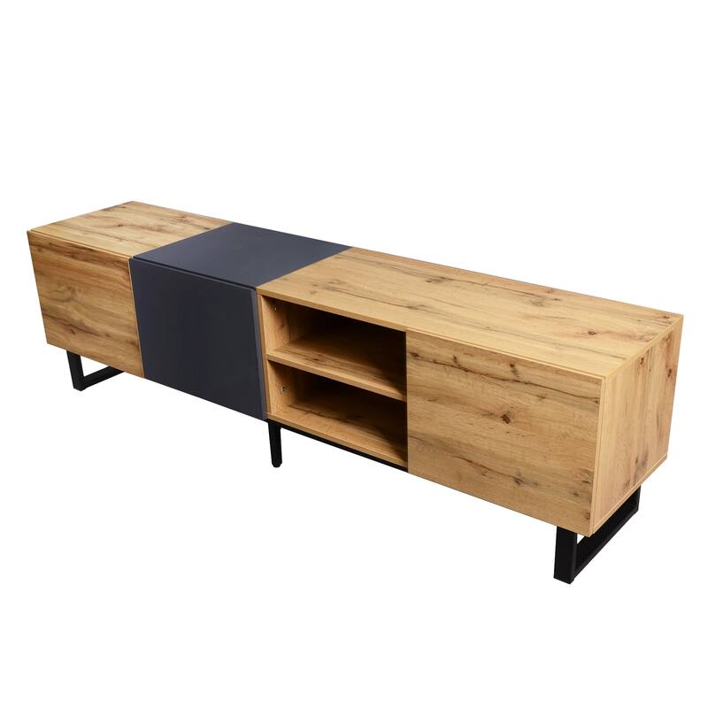 Stylish Media Console Table for TVs up to 80", Modern TV Stand with Drop Down Doors & Shelves