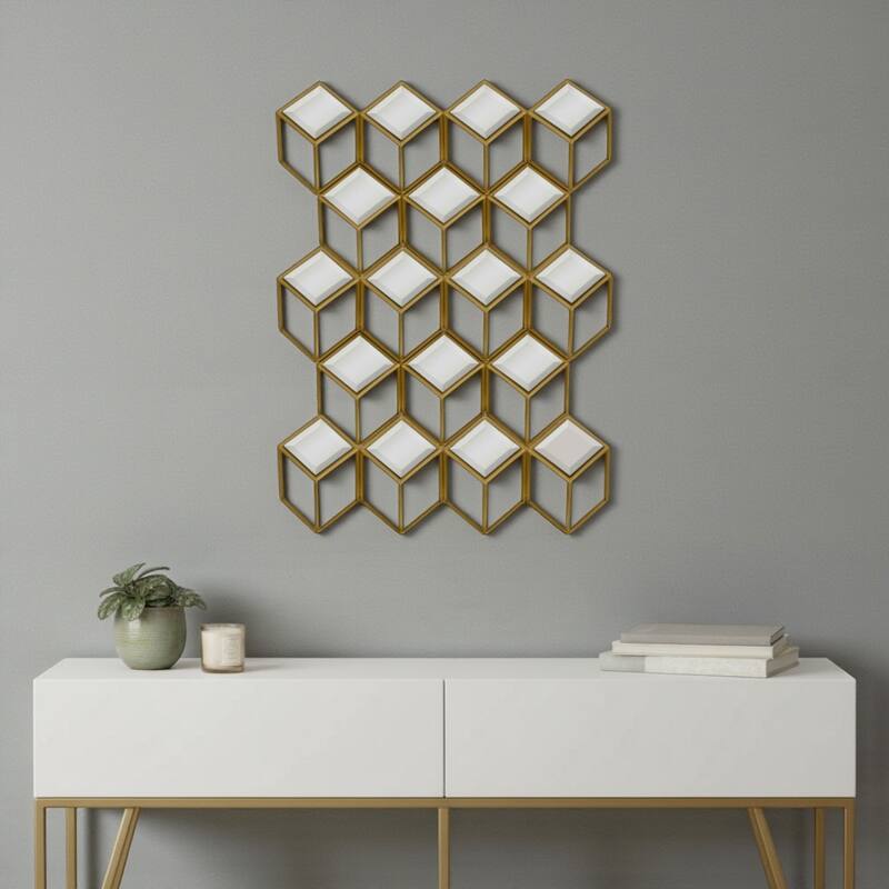 HomeRoots 33" Gold Metal Accent Mirror - 24.00 in. x 33.00 in. x 4.00 in. - 24.00 in. x 33.00 in.  x 4.00 in.