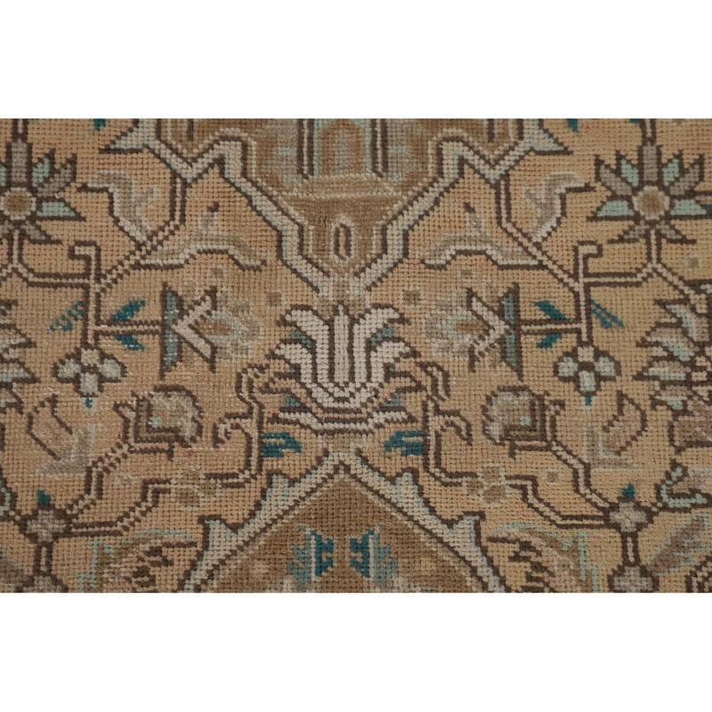Geometric Tabriz Persian Vintage Rug Hand-Knotted Wool Carpet - 6'9"x 9'8"