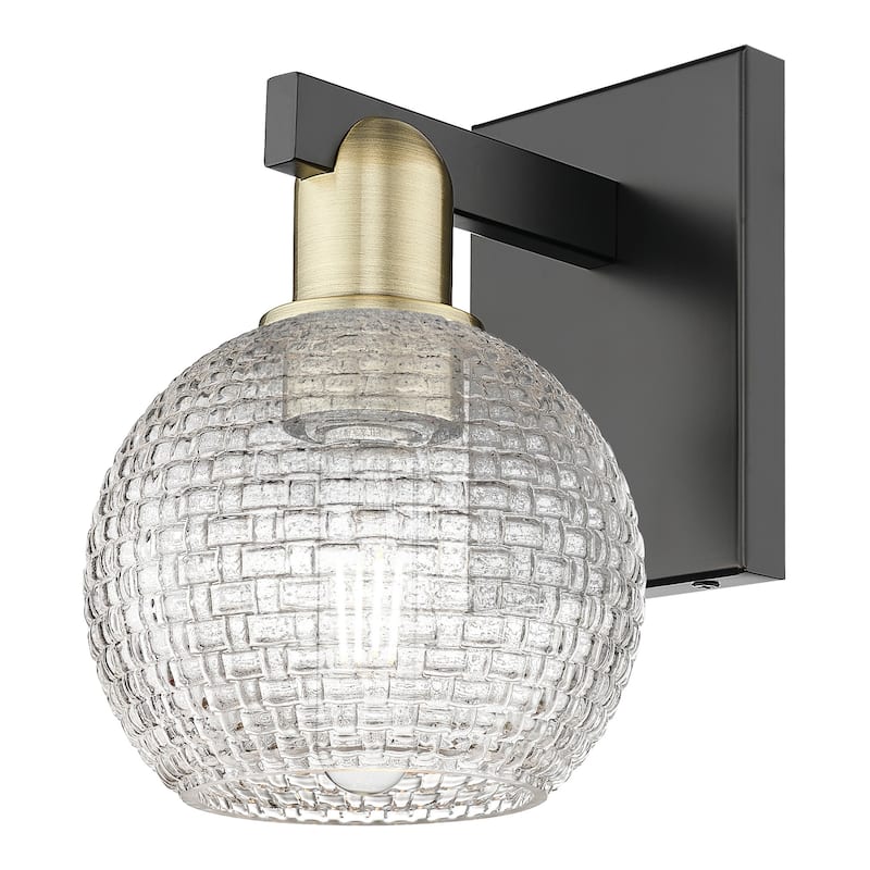 Innovations Lighting 716-1W-10-6 Athens Sconce Athens 10" Tall Wall - Black Antique Brass / Clear Basketweave