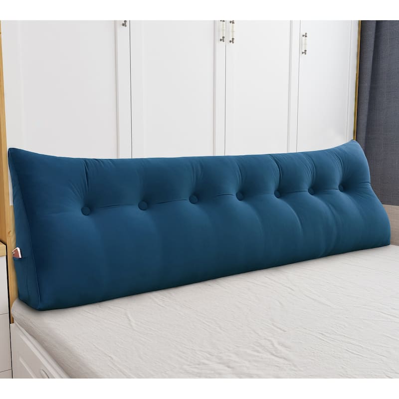 WOWMAX Bed Rest Wedge Reading Pillow Bolster Back Support Headboard - Dark Blue