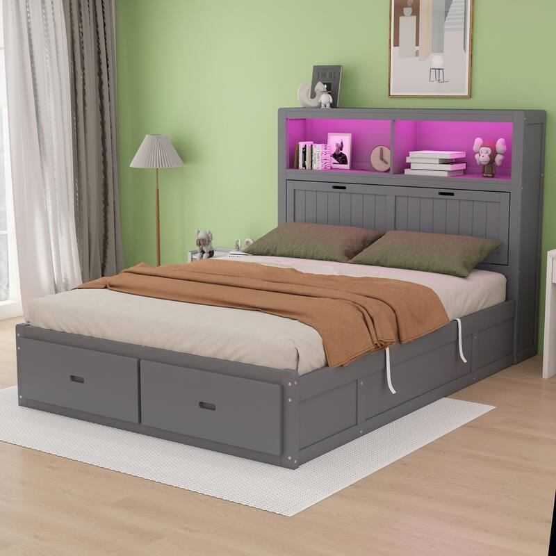 Wooden hydraulic platform bed