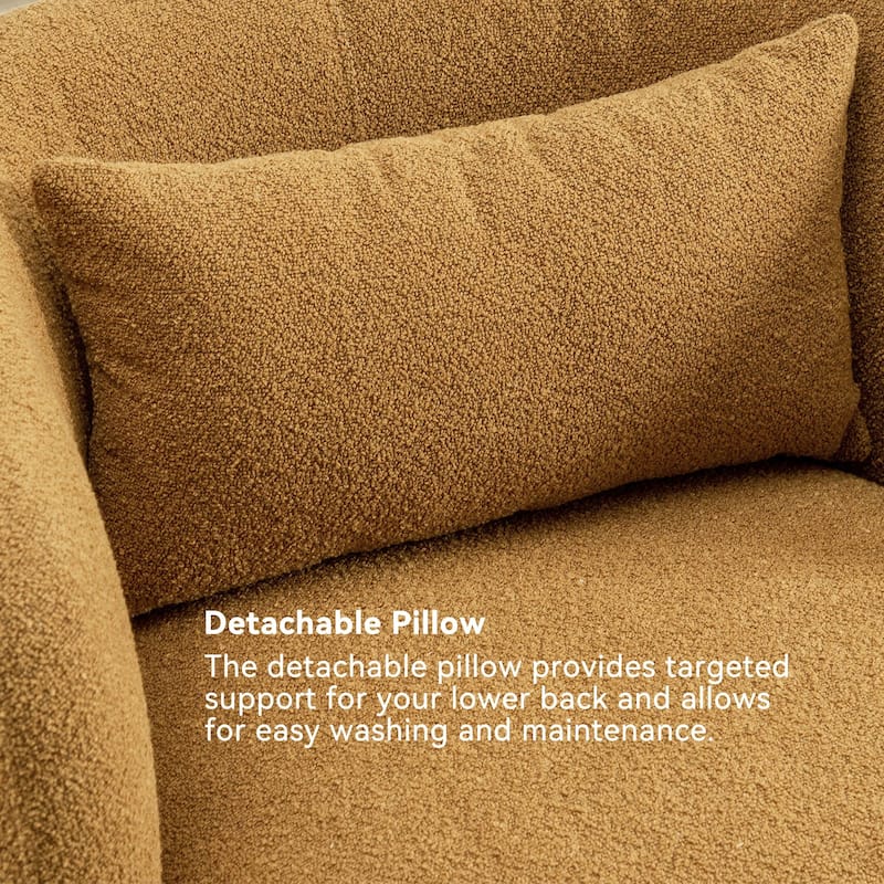 KINWELL 34" Sherpa Swivel Accent Chair Boucle Upholstered Armchair