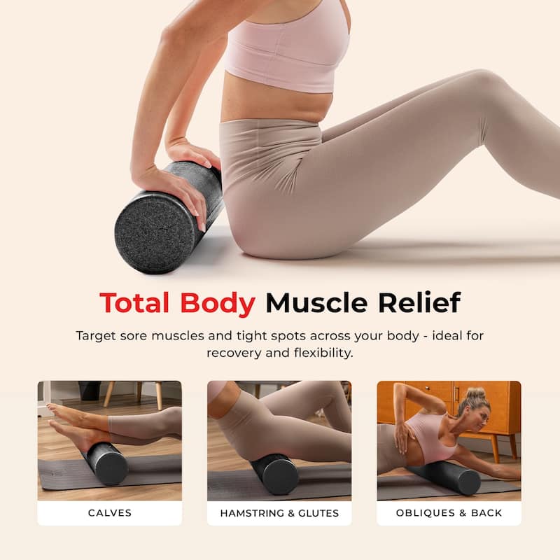 Sunny Health & Fitness High-Density Foam Roller 12" to 36" - Black