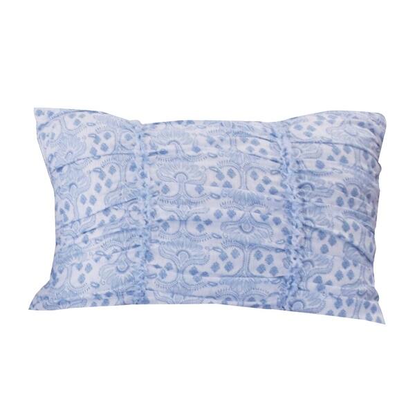 Fabric King Size Pillow Sham with Ruffled and Pleated Details, Blue - Bed  Bath & Beyond - 31763388
