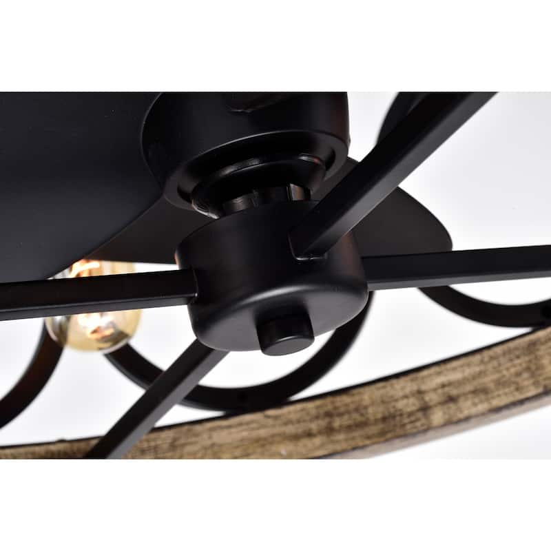 Catrin Wood Grain Ceiling Fan 21-Inch 4-Light Open Metal Drum Shade (Includes Remote)