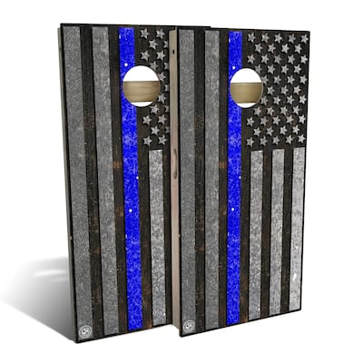 American Flag Blue Line Outdoor Cornhole Board Set
