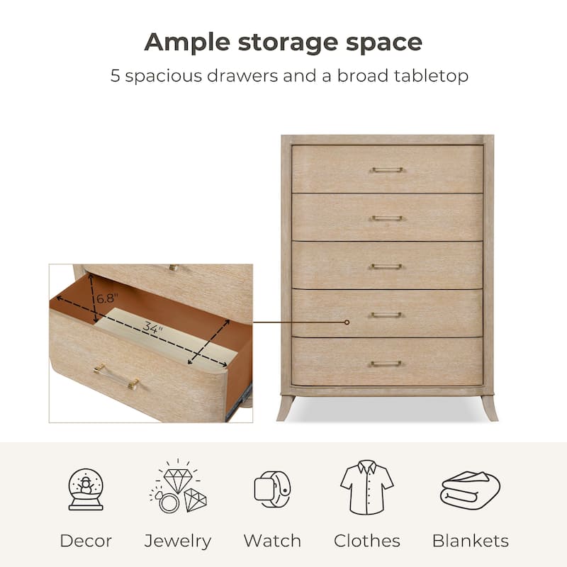 Furniture of America Kian Modern 3-Piece Natural Oak Solid Wood Chest and 2 Nightstand Bedroom Set