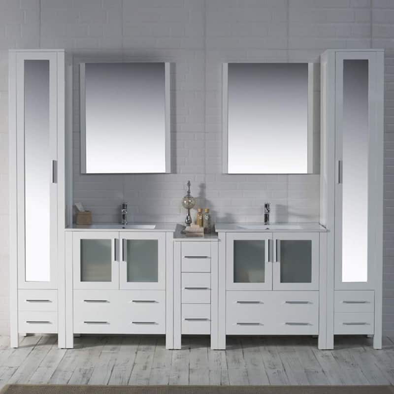 Blossom Sydney 102" Double Sink Vanity Set with Linen Closets & Mirror