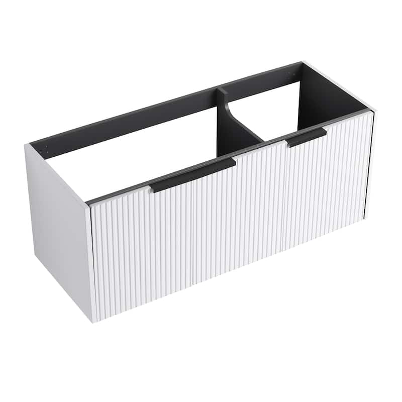 Modern 48 Inch Wall Mounted Bathroom Vanity Base with Soft-Close Doors, Cabinet Only without Sink - White