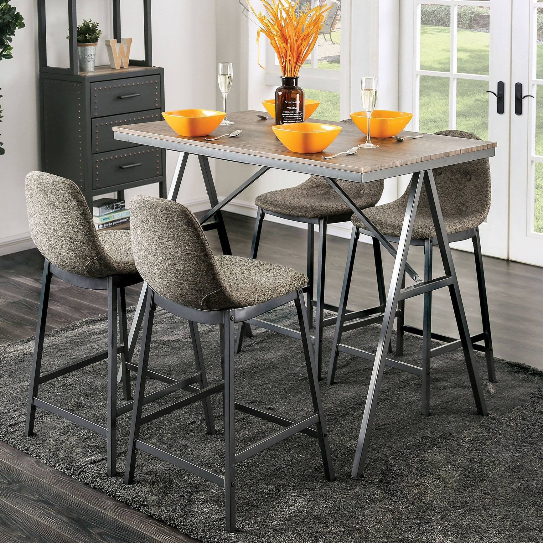 Brno MidCentury Grey Counter Height Chairs (Set of 4) by Furniture of
