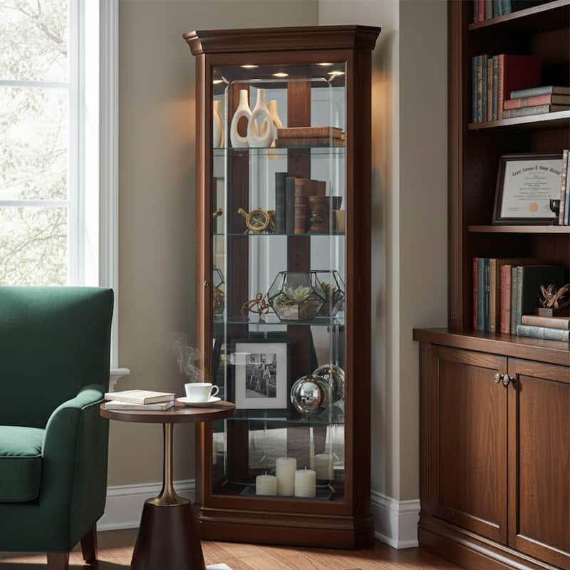 Howard Miller Jennings Brown Wood 5-Shelf Corner Curio Cabinet - Brown