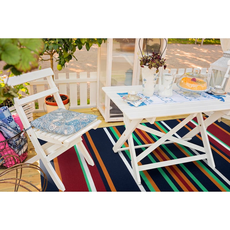 Voavah Navy Hand-Made Flatweave Indoor/Outdoor Area Rug