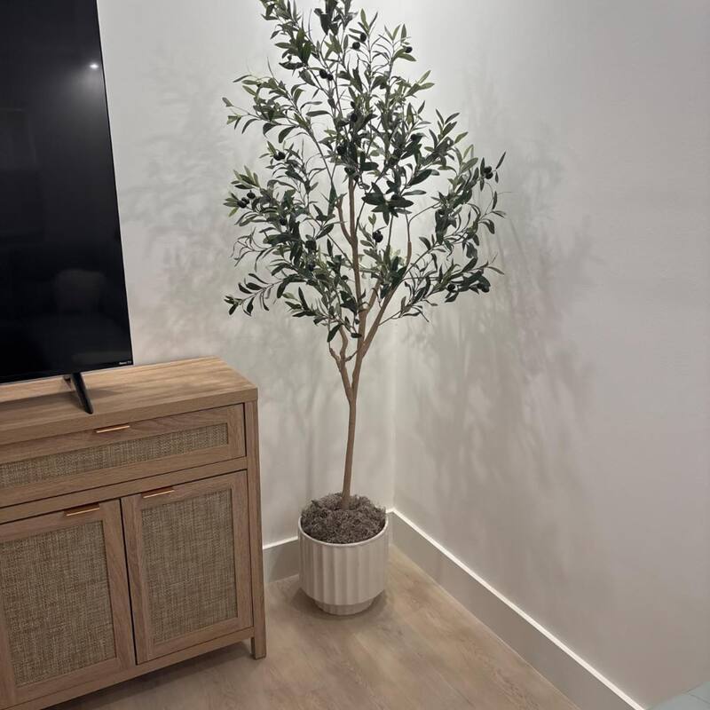 Artificial Olive Tree Indoor, 7FT Tall Fake Plants for Office Decor
