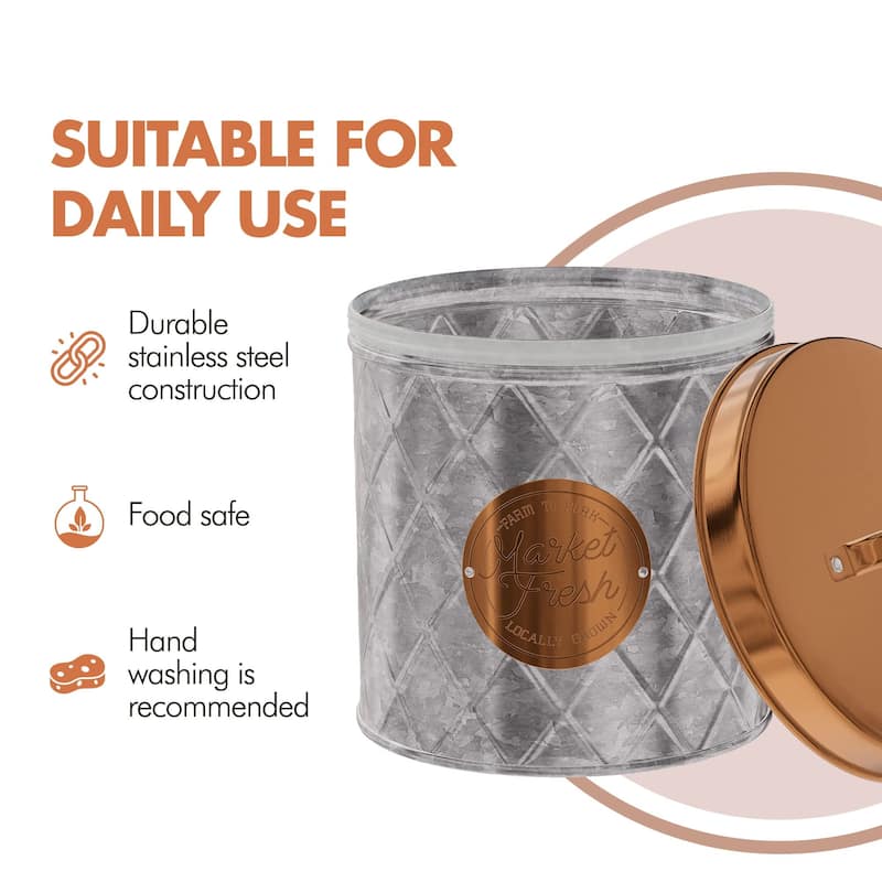 Amici Bristol Metal Canister Galvanized and Copper
