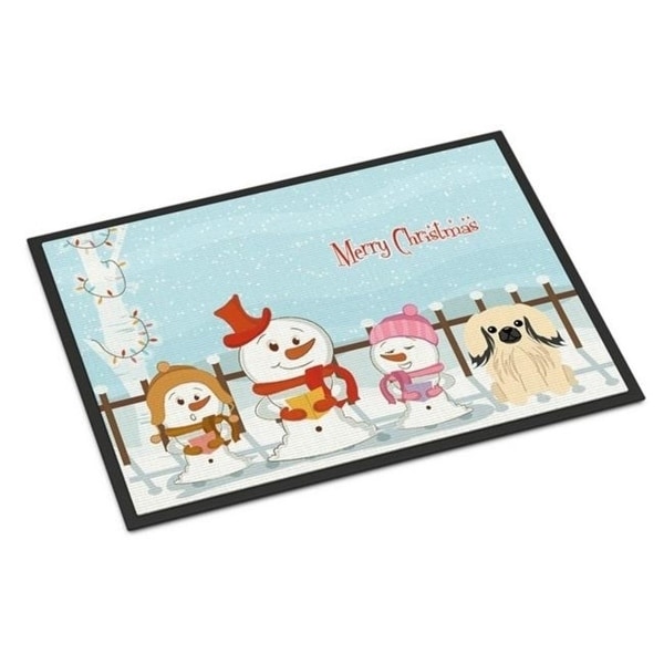 Carolines Treasures BB2437JMAT Merry Christmas Carolers Pekingnese Cream Indoor or Outdoor Mat 24 x 0.25 x 36 in.