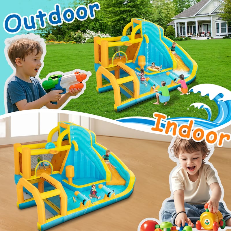 Inflatable Bounce House with Water Slide for Kids Includes Air Blower