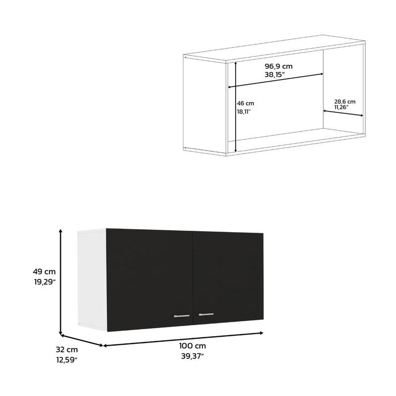 Wall Cabinet with Two Doors, Two Internal Shelves, Space-Efficient Storage